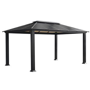 Paragon Santa Monica 12 x 14-ft Black Aluminum Outdoor Semi-Permanent Hard-Top Gazebo