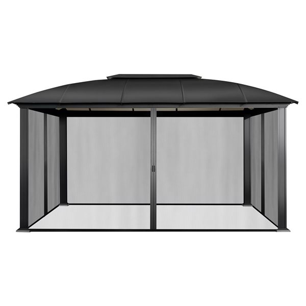 Paragon Siena 11 x 16-ft Black Aluminum Outdoor Hard-Top Gazebo w/ Screens Included