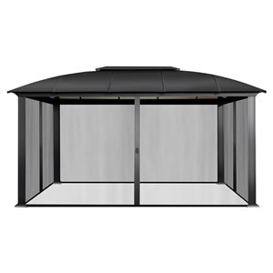 Paragon Siena 11 x 16-ft Black Aluminum Outdoor Hard-Top Gazebo w/ Screens Included