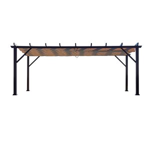 Paragon Modena 12 x 20-ft Espresso Aluminum Outdoor Pergola w/ Mocha Soft-Top Canopy