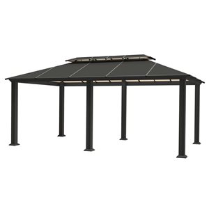 Paragon Santa Monica 12 x 20-ft Black Aluminum Outdoor Semi-Permanent Hard-Top Gazebo