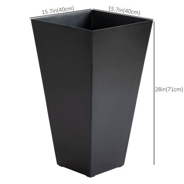 Outsunny 28-in 3-Pack Black Tall Plastic Planters