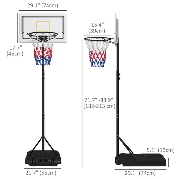 Panier de basketball mobile Soozier réglable 6 à 7 pi pour tous les âges