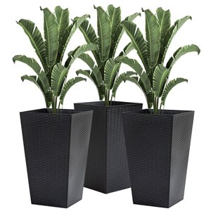 Outsunny 3-Pack Black Outdoor & Indoor Tall Planters with Drainage Hole