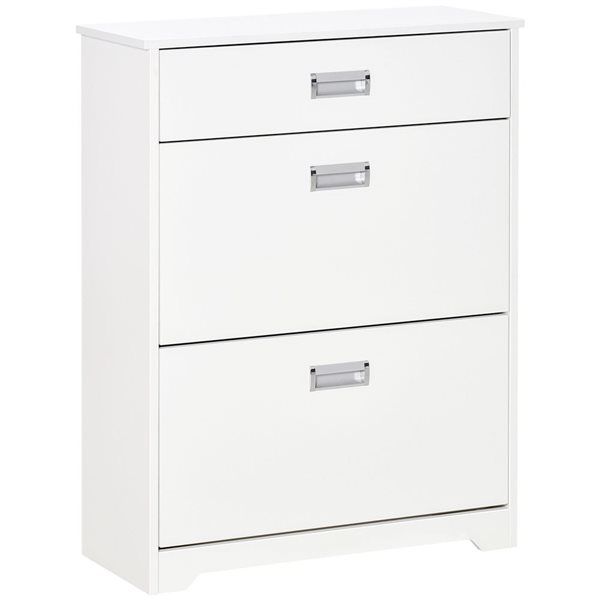 HomCom Shoe Storage Cabinet with 3 Drawers for 16 Pairs of Shoes - White