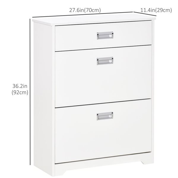 Armoire à chaussures HomCom à 3 tiroirs accueillant 16 paires, blanc