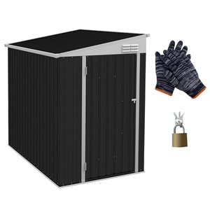 Outsunny 4 x 6-ft Grey Steel Garden Storage Shed with Lockable Door and 2 Air Vents