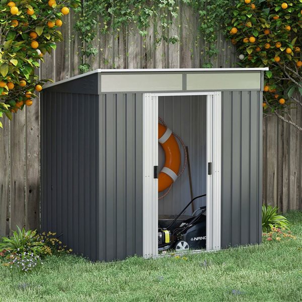Outsunny 6.5 x 4-ft Outdoor Charcoal Grey Lockable Storage Shed