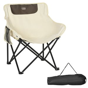 Outsunny White Lightweight Camping Chair for Adults with Carry Bag Side Pocket