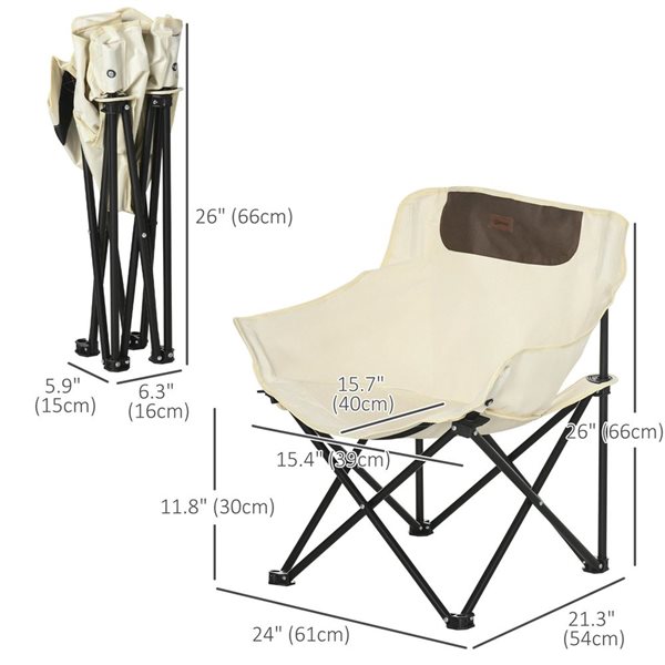 Outsunny White Lightweight Camping Chair for Adults with Carry Bag Side Pocket