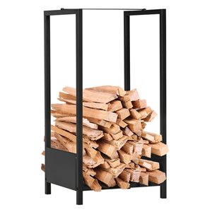 Porte-bûches en bois Outsunny pour l'intérieur et l'extérieur, noir