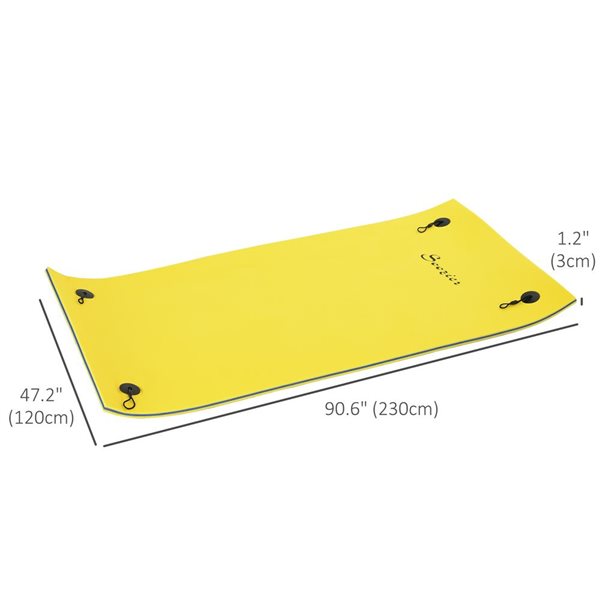 Tapis flottant jaune Soozier 7,5 x 4 pieds pour la piscine et cours d'eau