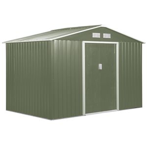 Outsunny 9 x 6-ft Light Green Garden Storage Shed with Floor Foundation and Double Doors