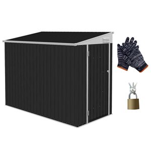 Outsunny 4 x 8-ft Grey Steel Garden Storage Shed with Lockable Door