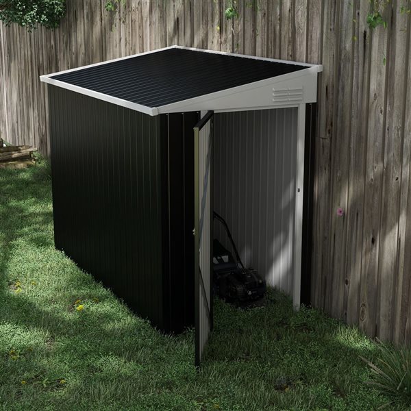 Outsunny 4 x 8-ft Grey Steel Garden Storage Shed with Lockable