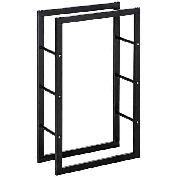 Support à bois de chauffage HomCom noir 23,6 x 9,8 x 39,4 po