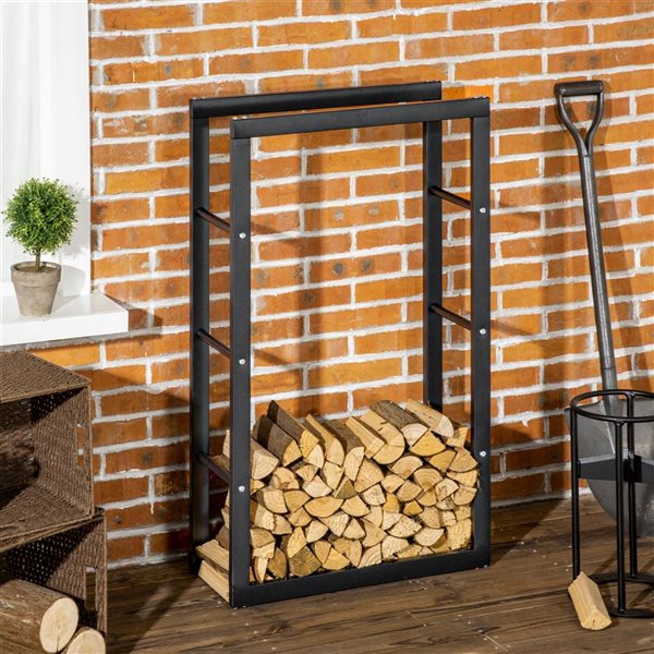 Support à bois de chauffage HomCom noir 23,6 x 9,8 x 39,4 po