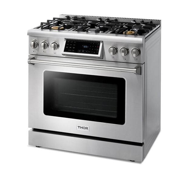 Thor Kitchen 36-in 6-Burner 6-ft³ Freestanding Professional Single Oven Gas Range - Staniless Steel