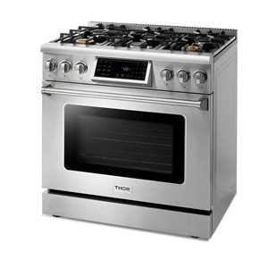 Thor Kitchen 36-in 6-Burner 6-ft³ Freestanding Professional Single Oven Gas Range - Staniless Steel