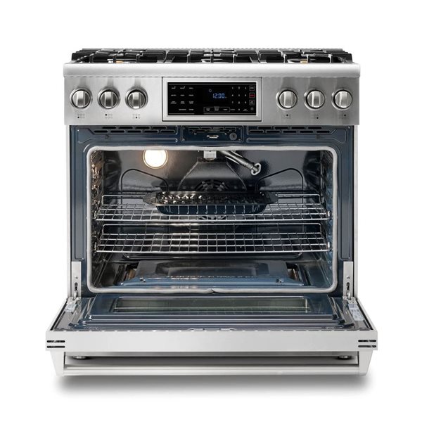 Cuisinière à gaz professionnelle autoportante à 1 four Thor Kitchen 36 po 6 brûleurs 6 pi³, acier inoxydable