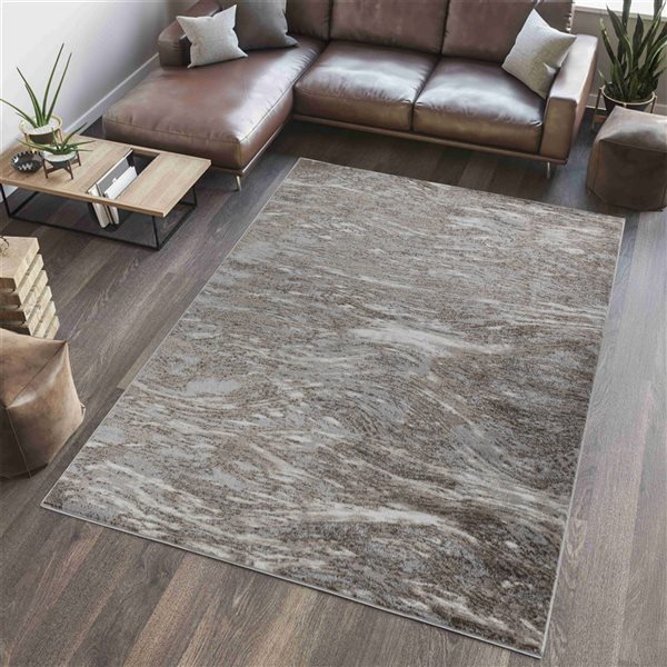 Rug Branch Sakarya 5 x 8-ft Brown/Grey Modern Abstract Wave Pattern Indoor Area Rug