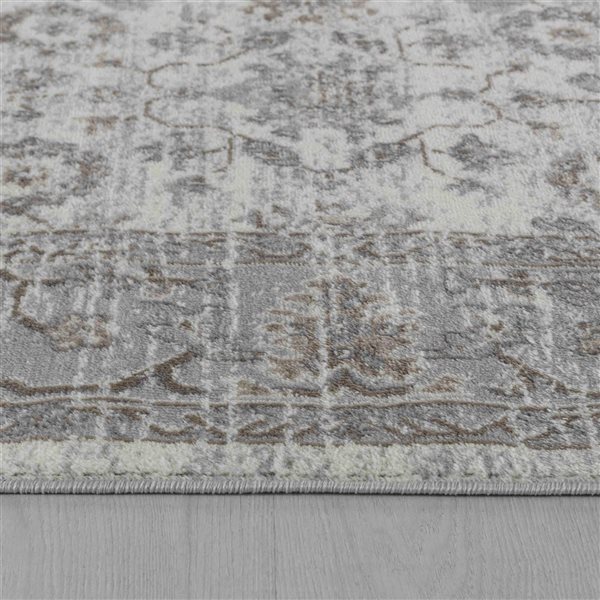 Tapis décoratif d'intérieur Sakarya de Rug Branch 7 x 10 pi style traditionnel brun usé/gris