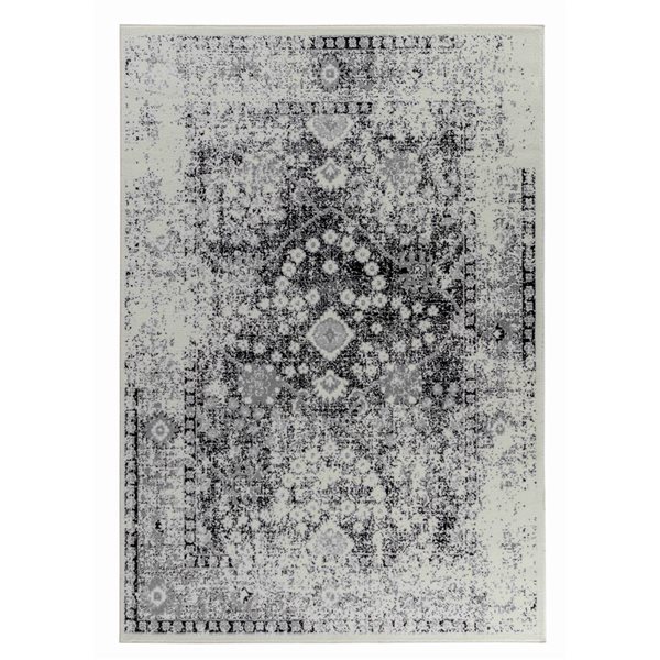 Tapis décoratif d'intérieur Sakarya de Rug Branch 7 x 10 pi style oriental gris usé/noir