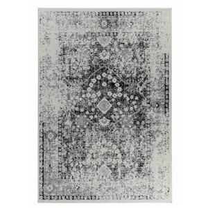 Tapis décoratif d'intérieur Sakarya de Rug Branch 7 x 10 pi style oriental gris usé/noir