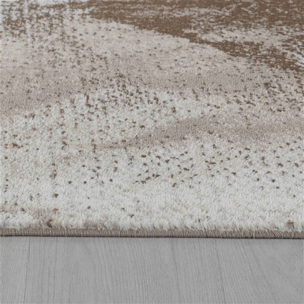 Tapis décoratif d'intérieur Sakarya de Rug Branch 4 x 6 pi moderne à motif abstrait beige/brun