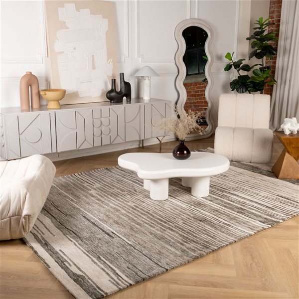 Rug Branch Maya 7 x 10-ft Grey/Black Modern Abstract Hand-Tufted Indoor Area Rug