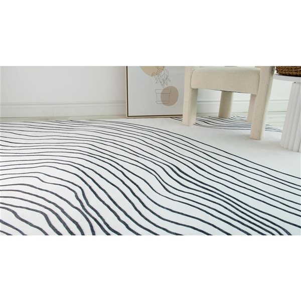 Rug Branch Eclipse 5 x 8-ft White/Black Abstract Zebra Print Indoor Soft Area Rug