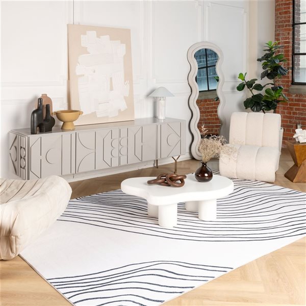 Rug Branch Eclipse 5 x 8-ft White/Black Abstract Zebra Print Indoor Soft Area Rug