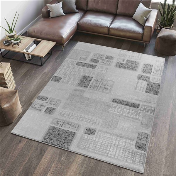 Rug Branch Sakarya 8 x 11-ft Grey/Black Modern Abstract Geometric Pattern Indoor Area Rug