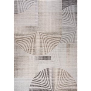 Tapis décoratif d'intérieur Eclipse de Rug Branch 5 x 8 pi style abstrait minimaliste à motif géométrique brun/beige