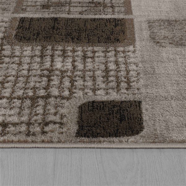 Tapis décoratif d'intérieur Sakarya de Rug Branch 4 x 6 pi à motif géométrique abstrait moderne beige/brun