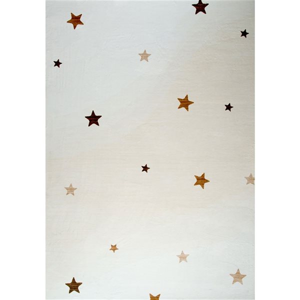 Tapis décoratif ludique pour enfants Soft Steps Playtime de Rug Branch 5 x 8 motifs d'étoiles crème