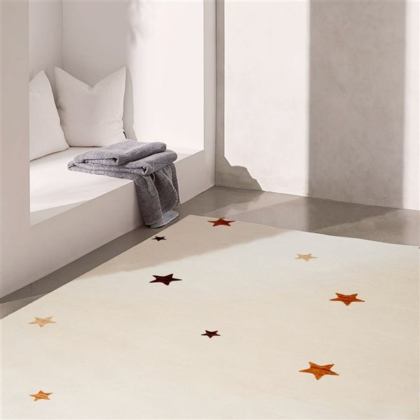 Rug Branch Soft Steps Playtime 5 x 8-ft Cream Stars Kids Playmat Indoor Soft Area Rug