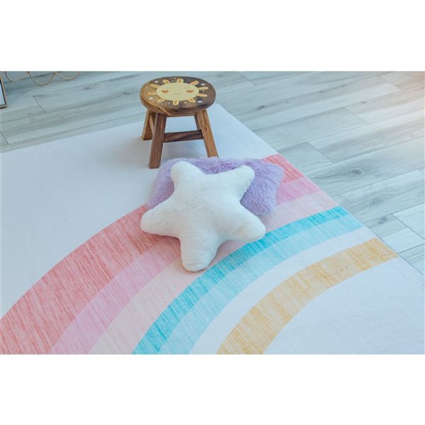 Rug Branch Soft Steps Playtime 7 x 10-ft Cream/Pink Rainbow Kids Playmat Indoor Soft Area Rug