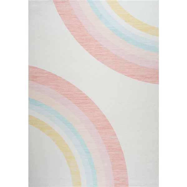 Tapis décoratif ludique pour enfants Soft Steps Playtime de Rug Branch 7 x 10 pi motif arc-en-ciel rose/crème