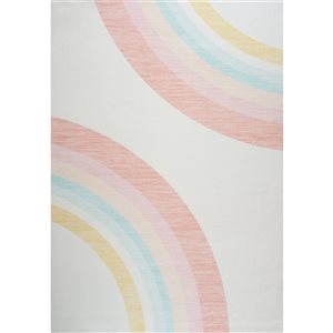 Tapis décoratif ludique pour enfants Soft Steps Playtime de Rug Branch 7 x 10 pi motif arc-en-ciel rose/crème