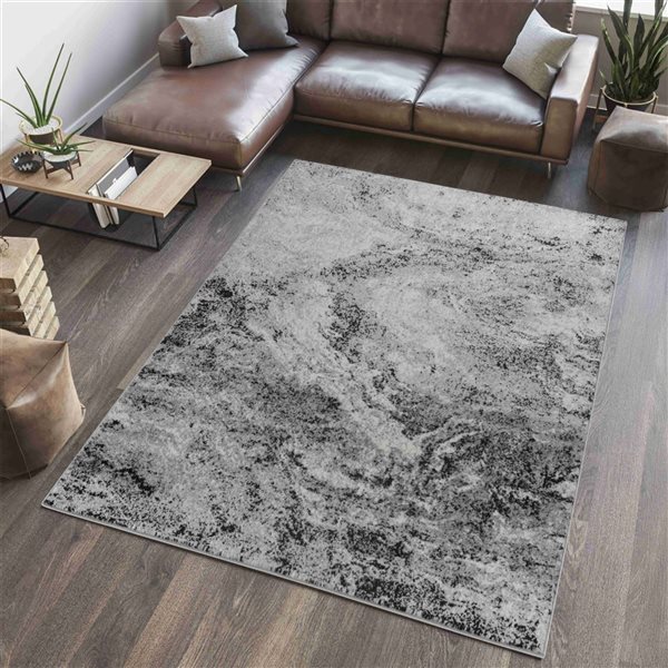 Rug Branch Sakarya 4 x 6-ft Grey/Black Contemporary Abstract Splash Indoor Runner Rug