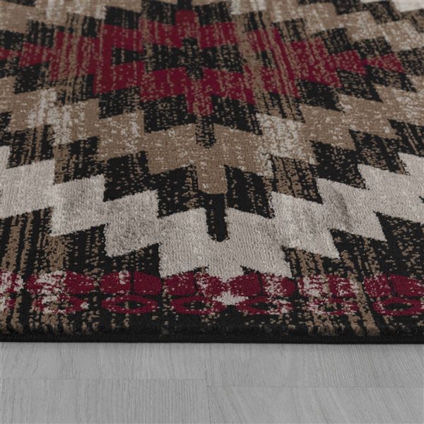 Rug Branch Sakarya 5 x 8-ft Brown/Red Modern Boho Style Geometric Pattern  Indoor Area Rug