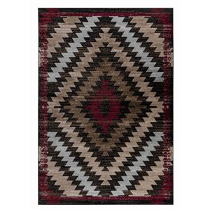 Tapis décoratif d'intérieur Sakarya de Rug Branch 5 x 8 pi moderne style bohème à motif géométrique rouge/brun