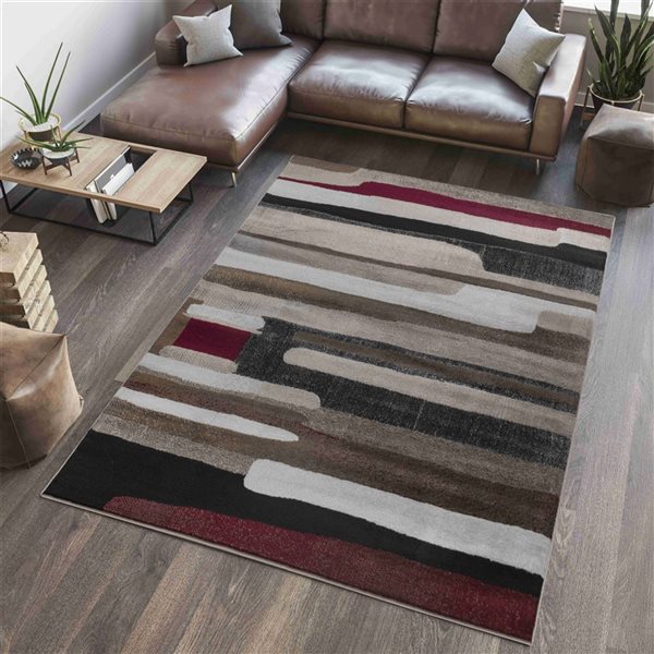 Rug Branch Sakarya 7 x 10-ft Brown/Red Mid-Century/Modern Abstract Indoor Area Rug