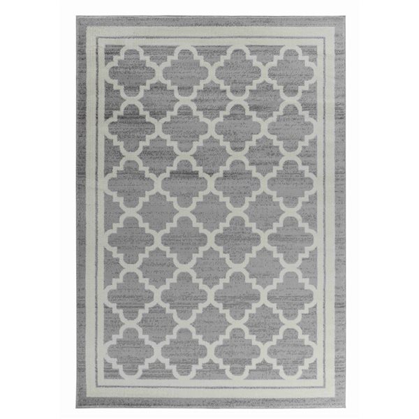 Tapis décoratif d'intérieur Sakarya de Rug Branch 4 x 6 pi moderne style marocain beige/gris