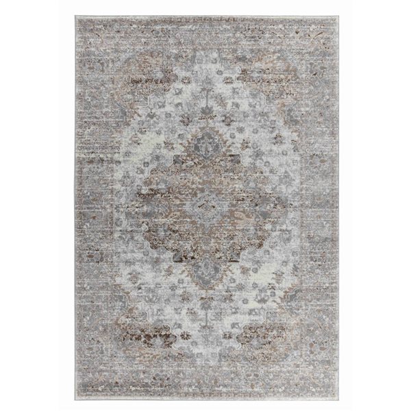 Tapis décoratif d'intérieur Sakarya de Rug Branch 8 x 11 pi moderne style oriental gris usé/noir