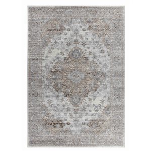 Tapis décoratif d'intérieur Sakarya de Rug Branch 8 x 11 pi moderne style oriental gris usé/noir