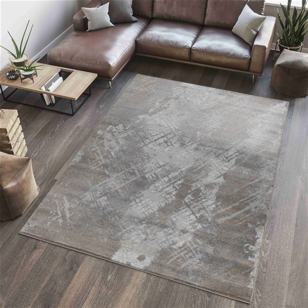 Rug Branch Sakarya 4 x 6-ft Brown/Grey Contemporary Abstract Pattern Indoor Area Rug