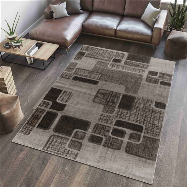 Rug Branch Sakarya 8 x 11-ft Brown/Beige Modern Abstract Geometric Pattern Indoor Area Rug