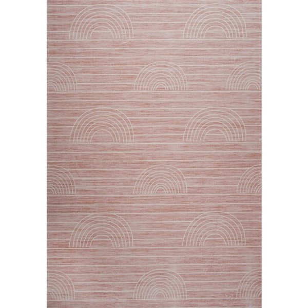 Rug Branch Soft Steps Playtime 5 x 8-ft Pink Rainbow Kids Playmat Indoor Soft Area Rug